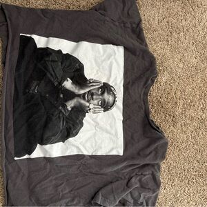 Tupac Charcoal Tee with Black and White Portrait